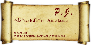 Pászkán Jusztusz névjegykártya